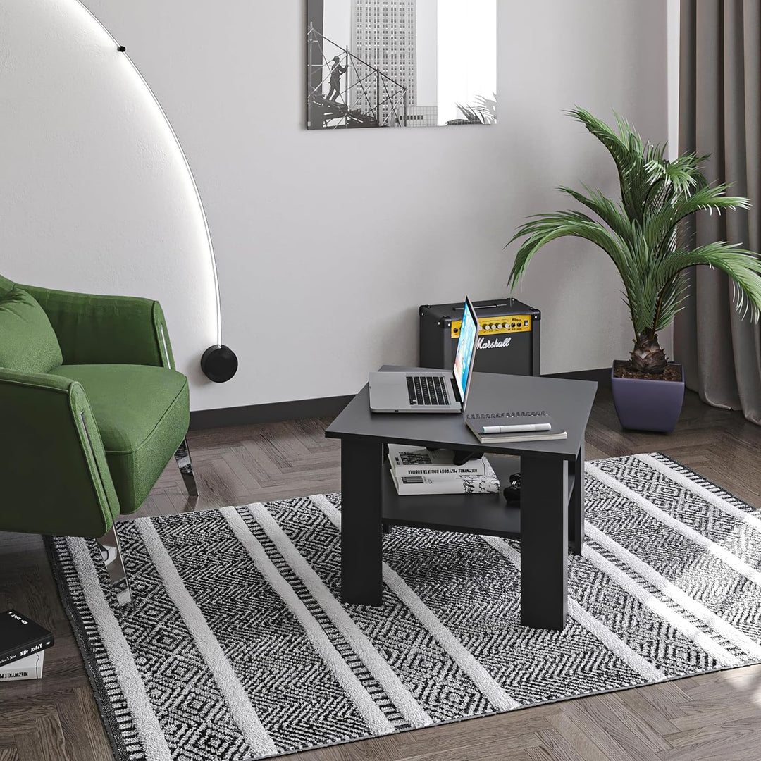 KOMTO Couchtisch Anthrazit Vienna - Wohnzimmertisch Modern Couchtisch Holz Beistelltisch 60x60 Coffe