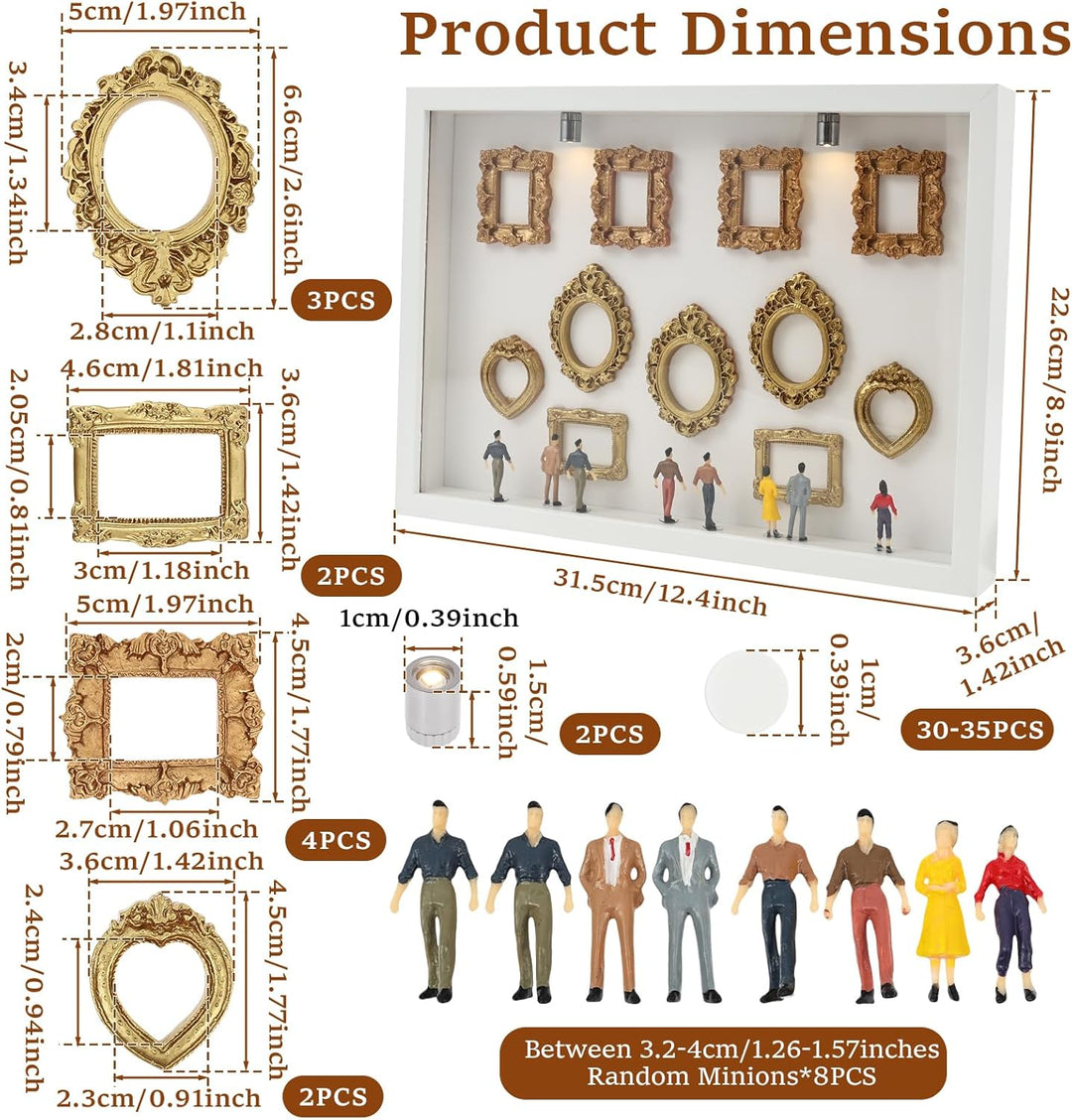 DIY Mini Museum Silhouette Box mit Vintage Mini Bilderrahmen Gold &amp; Figuren,Figuren Menschen Museum