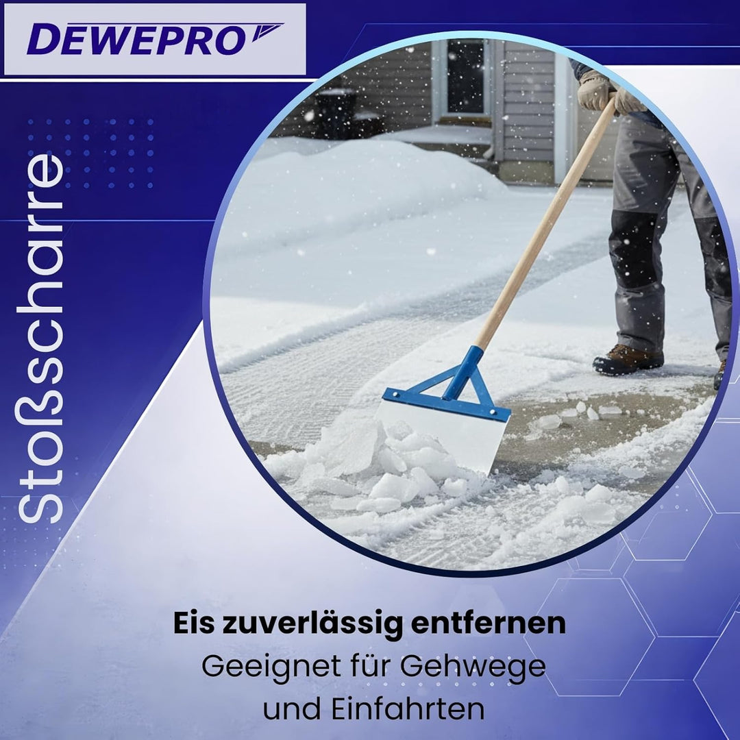 DEWEPRO Stossscharre mit Holzstiel - Schaber - Farbschaber - extra stabil mit Streben und Federstahl
