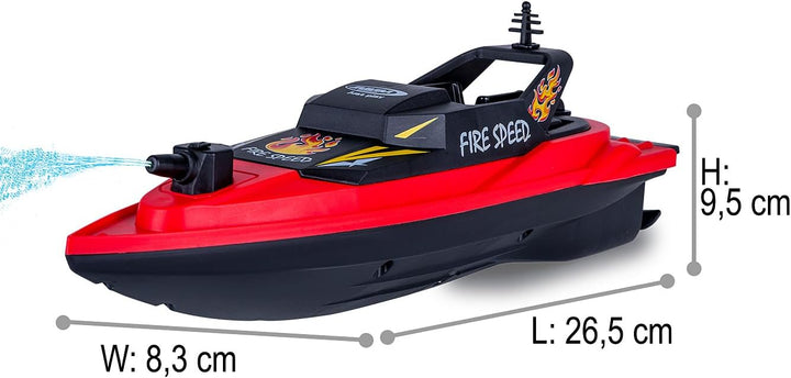 JAMARA 466600 Feuerlöschboot Fire Speed 2,4GHz rot, ferngesteuertes RC Modellboot mit Spritzfunktion