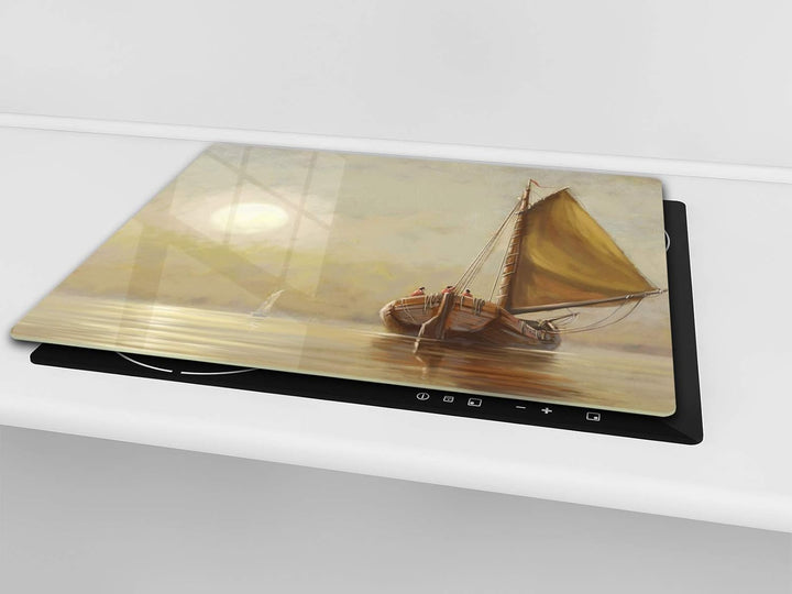 Küchenbrett aus Hartglas und Induktionskochplattenabdeckung – Schneideplatten SINGLE mit 60 x 52 cm
