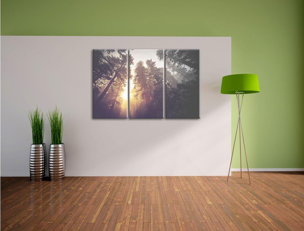 Pixxprint Blick in die Baumwipfel als Leinwandbild/Grösse: 3 Teilig (120x80) cm/Wandbild/Kunstdruck/