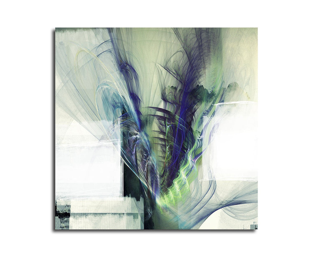 Paul Sinus Art Ursprung der Tiefe - Abstrakt315_60x60cm Bild auf Leinwand grün blau Creme Abstraktes