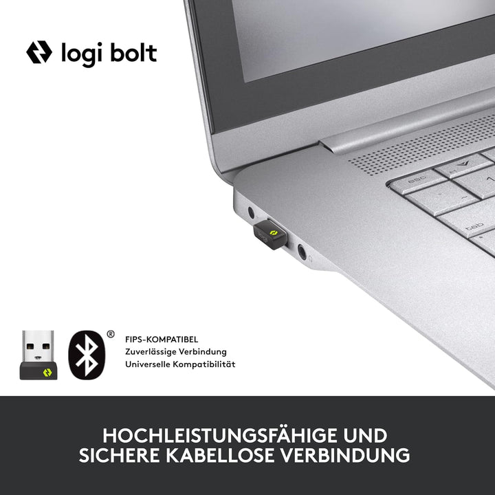 Logitech MX Keys Mini Wireless Illuminated Keyboard for Business, Kompakt, Logi Bolt USB-Empfänger,