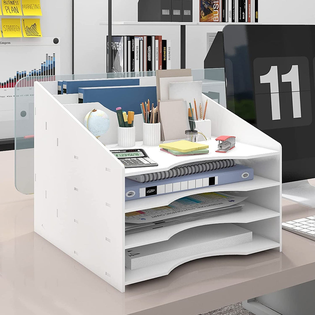 PUNCIA Dokumentenablage A4 Briefablage 4 Ablagefächer PVC Schreibtisch Datei Organizer Papierablage
