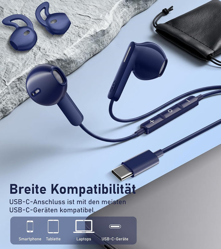 Kopfhörer mit Kabel USB C HiFi Kopfhörer USB C Kabelkopfhörer für iPhone 17 | USBC Kopfhörer mit Mik