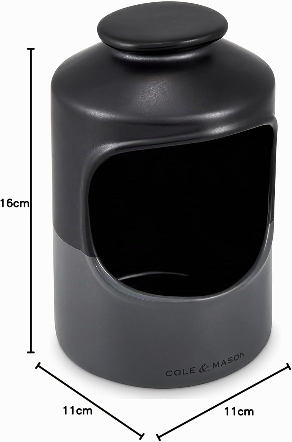 Cole & Mason H822136 Strethall Salzbehälter aus Keramik, Schwarz/Grau/Braun, 163mm x 110mm, Salzdose