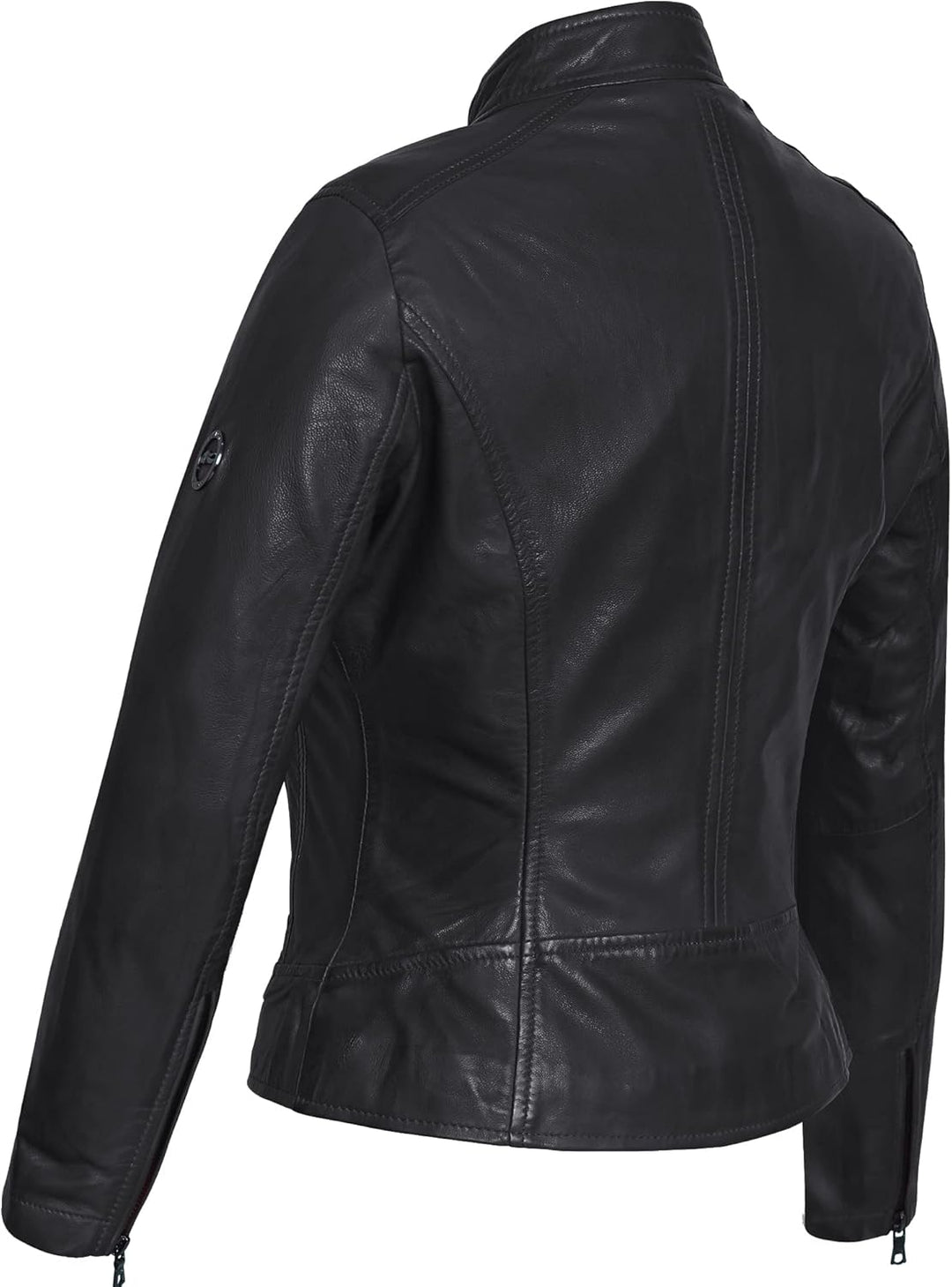 Bluepiel Damen Lederjacke KLARA Bikerjacke mit Stehkragen - Modernen Echtleder Jacke aus Lammnappa L