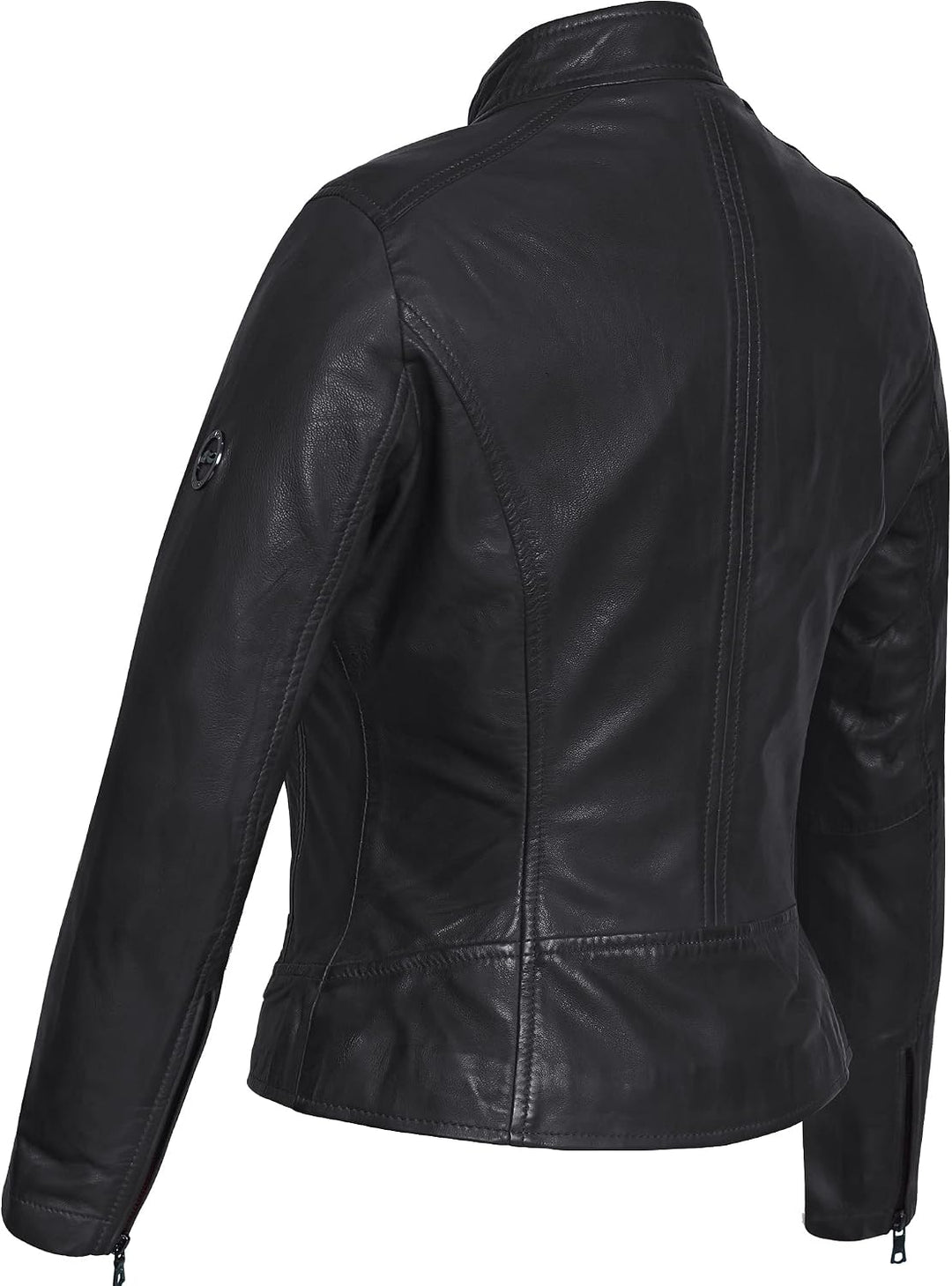 Damen Lederjacke KLARA Bikerjacke mit Stehkragen - Modernen Echtleder Jacke aus Lammnappa Leder Schw