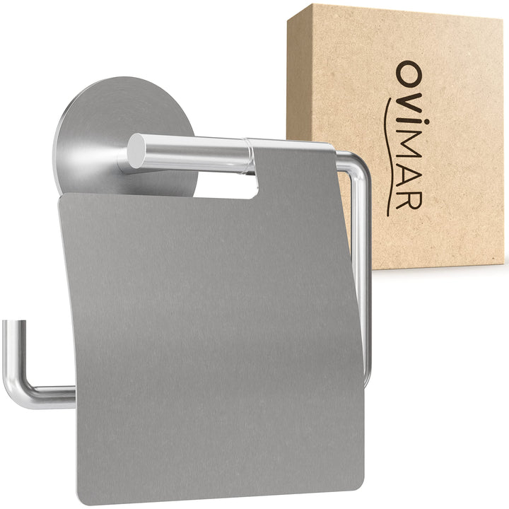 Toilettenpapierhalter Hanstholm ohne Bohren silber | Klorollenhalter selbstklebend in Edelstahl | Kl