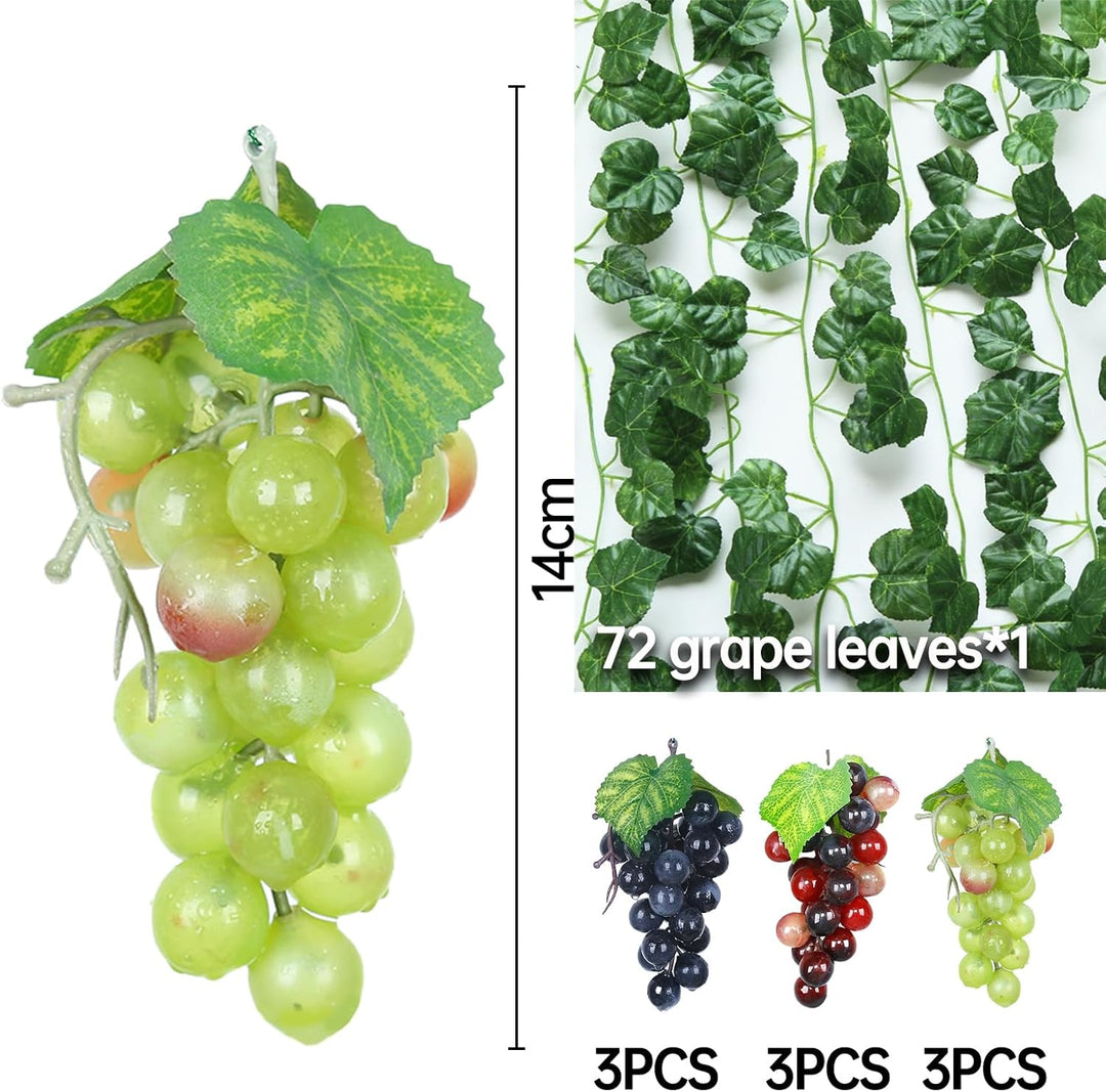 10 PCS Künstliche Weintrauben Deko - Kunststoff Trauben für Gartendekoration, Obststützen, Dekorativ