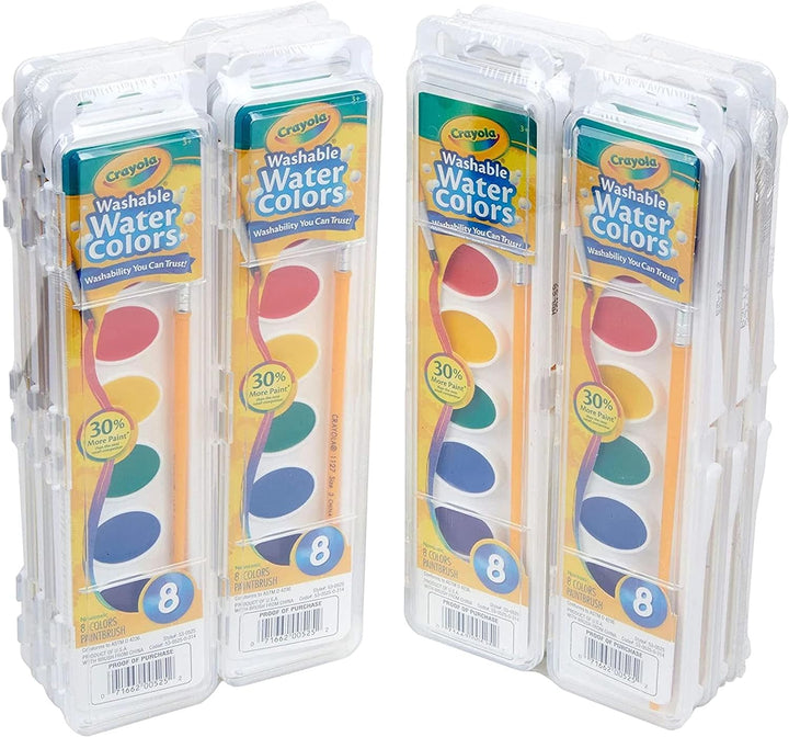 Crayola Washable Watercolors in 8 Vibrant Colors, 12 Paint Sets for Kids, Classroom Supplies
