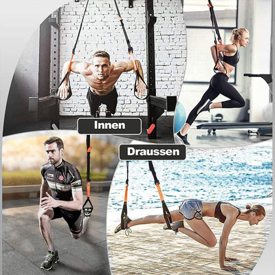 RHINOSPORT Schlingentrainer Sling Trainer Set mit Türanker Einstellbar Fitness Zuhause Suspension -