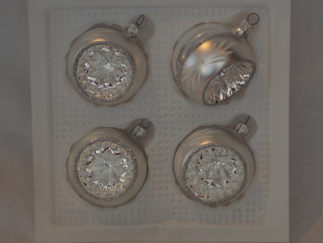 Weihnachtskugel Silber 6cm Reflexkugel Lauschaer Christbaumschmuck Glas Hängend Weihnachten