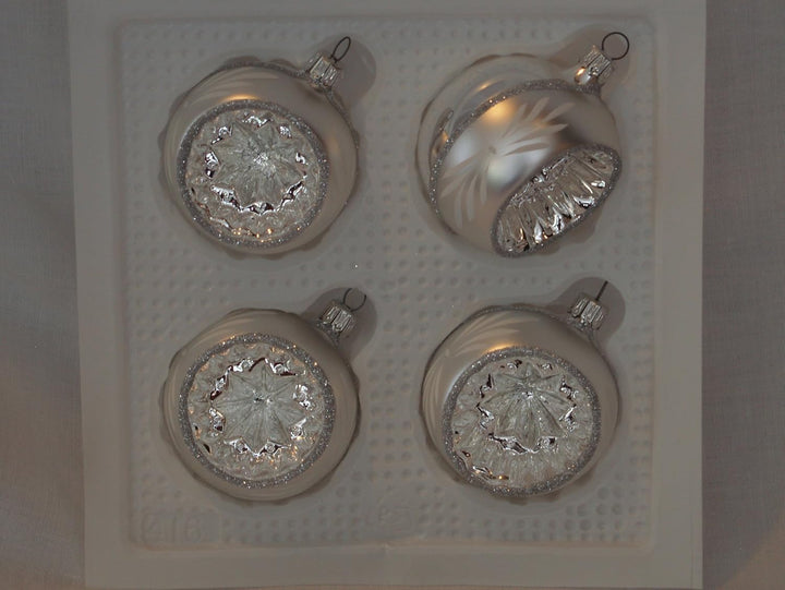 Weihnachtskugel Silber 6cm Reflexkugel Lauschaer Christbaumschmuck Glas Hängend Weihnachten