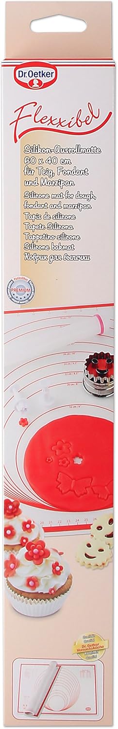 Dr. Oetker Backmatte Silikon, Backunterlage, multifunktionale Back-/Ausrollmatte, glasfaserverstärkt