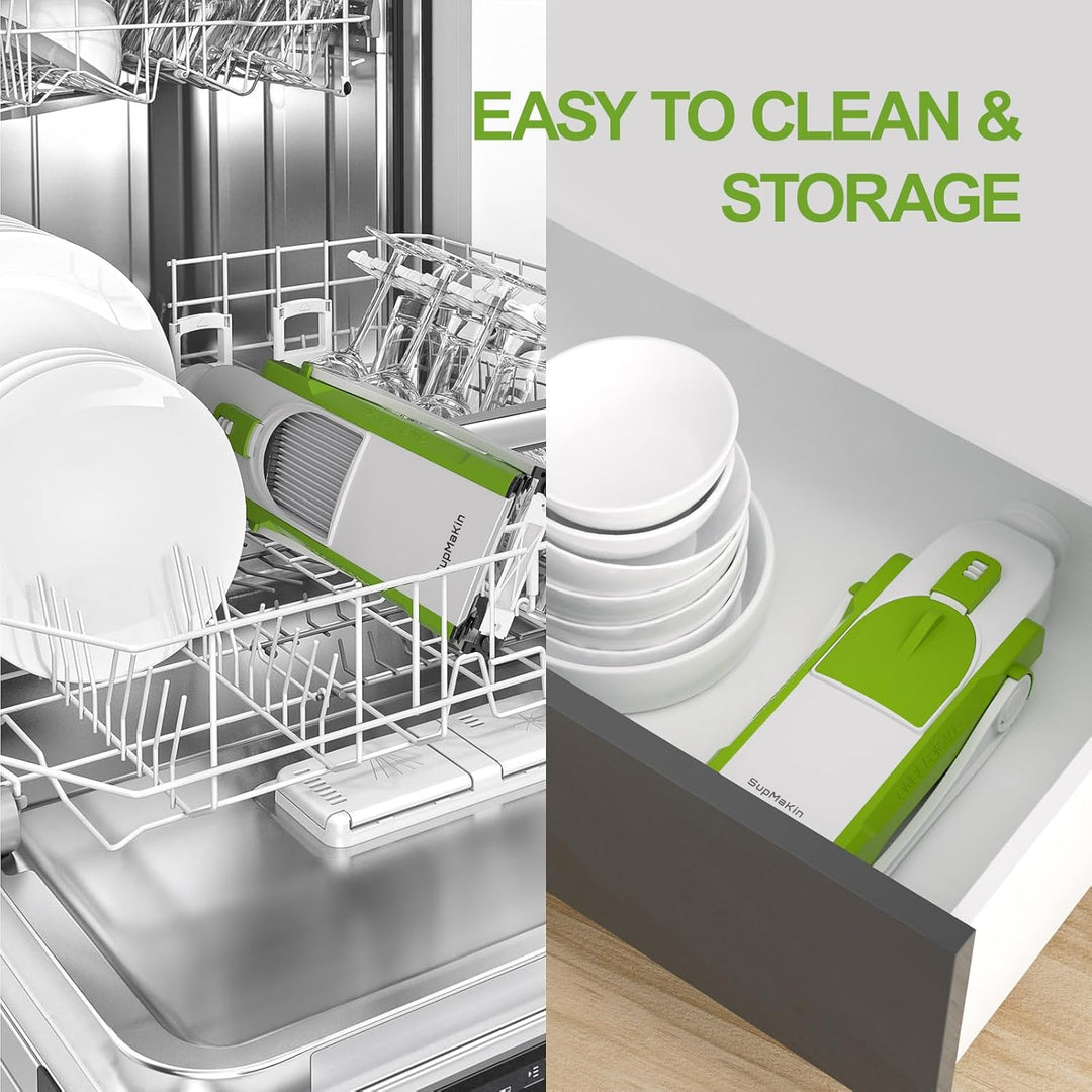 SupMakin Gemüseschneider, Once for All Verstellbar Gemüsehobel Genius Mandoline Vegetable Slicer Kar