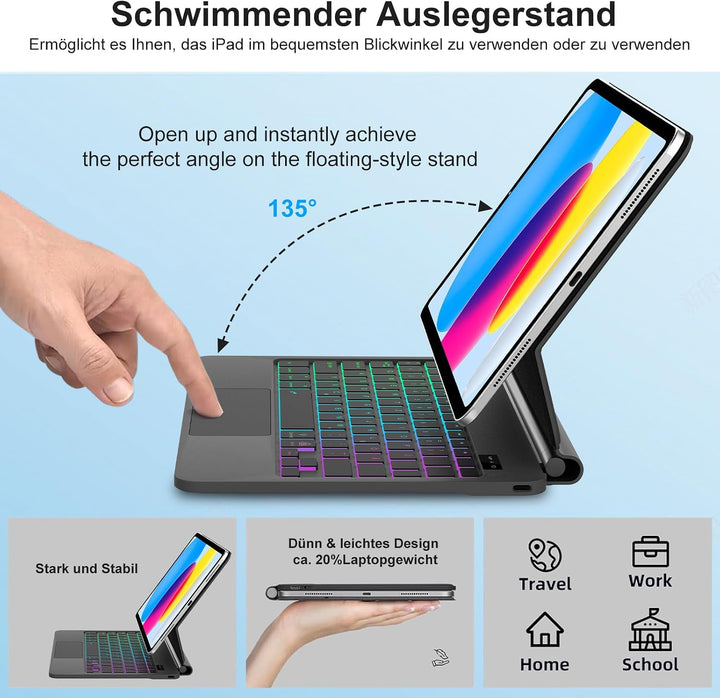 NeoMagic Keyboard für iPad (A16) 11 Generation 2025/10 Generation 2022 Schwarz +1 iPad (A16) 11/10 G