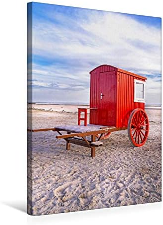 Premium Textil-Leinwand 50 x 75 cm Hoch-Format Borkum Badewagen | Wandbild, HD-Bild auf Keilrahmen,