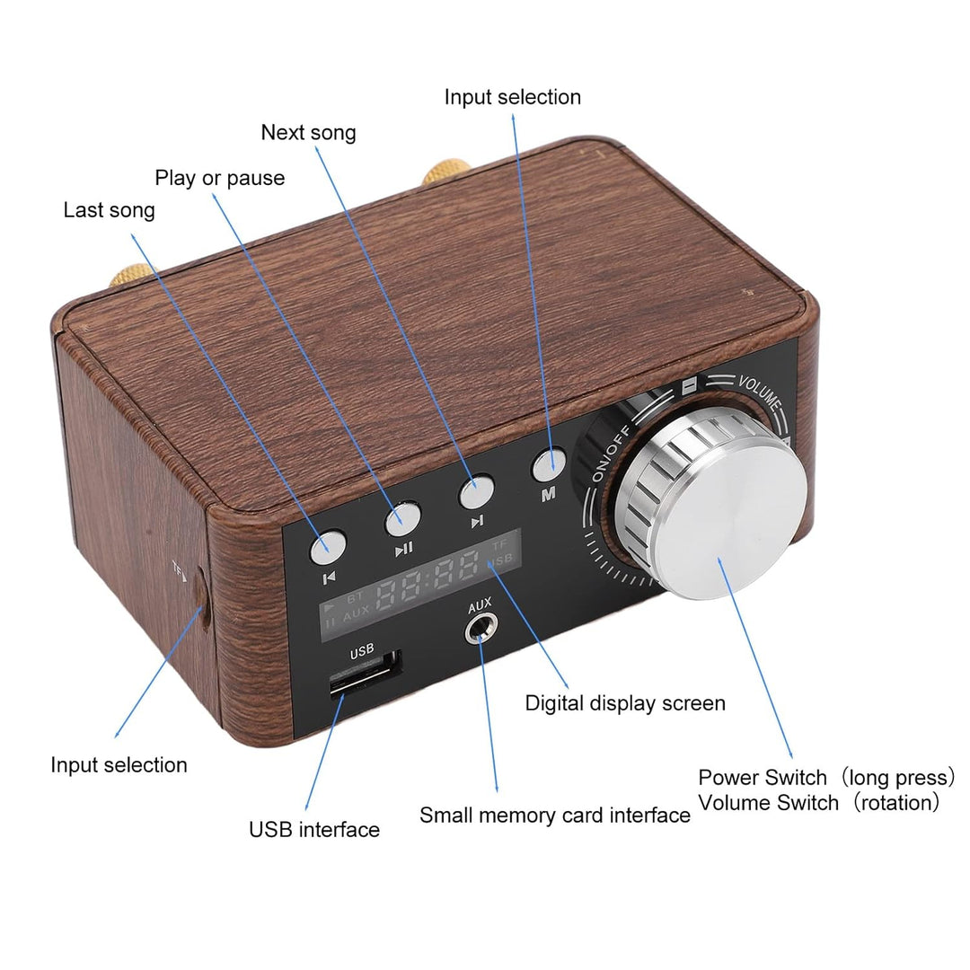 Mini Bluetooth 5.0 Leistungsverstärker DC9V-24V Dual 50W Kanäle 2.0 Stereo HiFi Digital Amp USB Heim