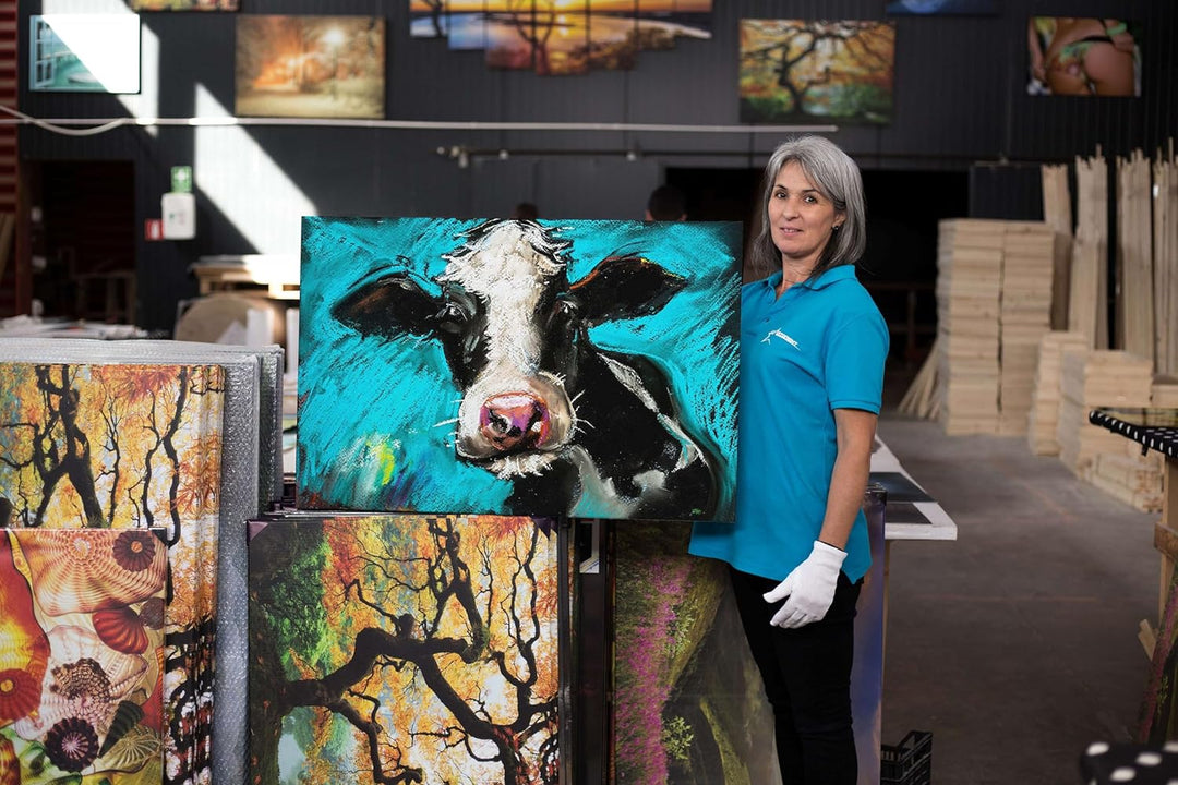 Startonight Bilder Süsse Kuh, Leinwandbilder Moderne Kunst, Tiere Wanddeko Kunstdrucke, Wandbilder 6