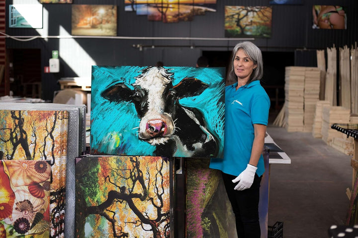 Startonight Bilder Süsse Kuh, Leinwandbilder Moderne Kunst, Tiere Wanddeko Kunstdrucke, Wandbilder 6