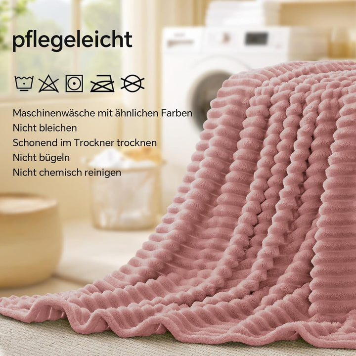 BEDELITE Fleece-Überwurfdecke für Couch, Weiche und Warme, Flauschige Staubiges Rosa Decke, Dekorati