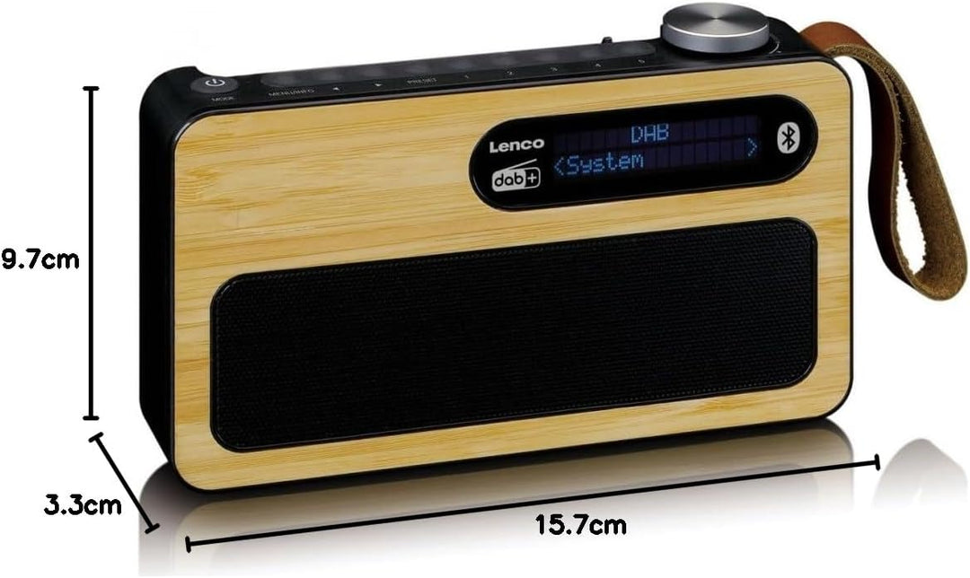Lenco PDR-040 - Tragbares DAB+ Radio - FM Radio - mit Bluetooth - integrierter Akku mit 2000mAh - 3