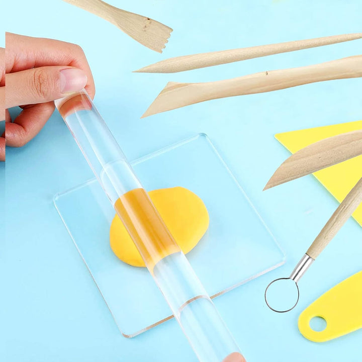 Allazone 31 Stück Polymer Clay Tools Set Modellierwerkzeug Set, Acryl Ton Roller mit Acrylplatten Tr