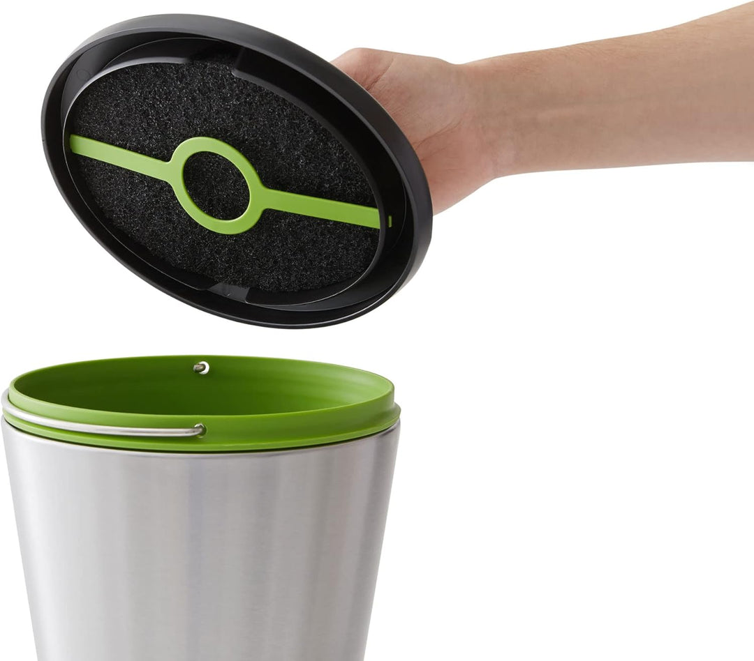 Chef'n EcoCrock Komposteimer, 3,3 Liter, Stahlgrau Stahlgrau Komposttonne, Stahlgrau Komposttonne