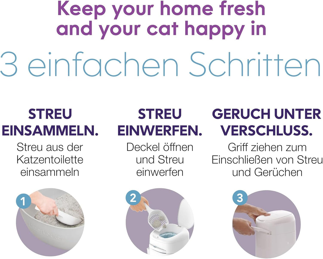 LitterLocker by Litter Genie, DAS ORIGINAL, Katzenstreu-Eimer, 50% ergiebiger, erspart den täglichen