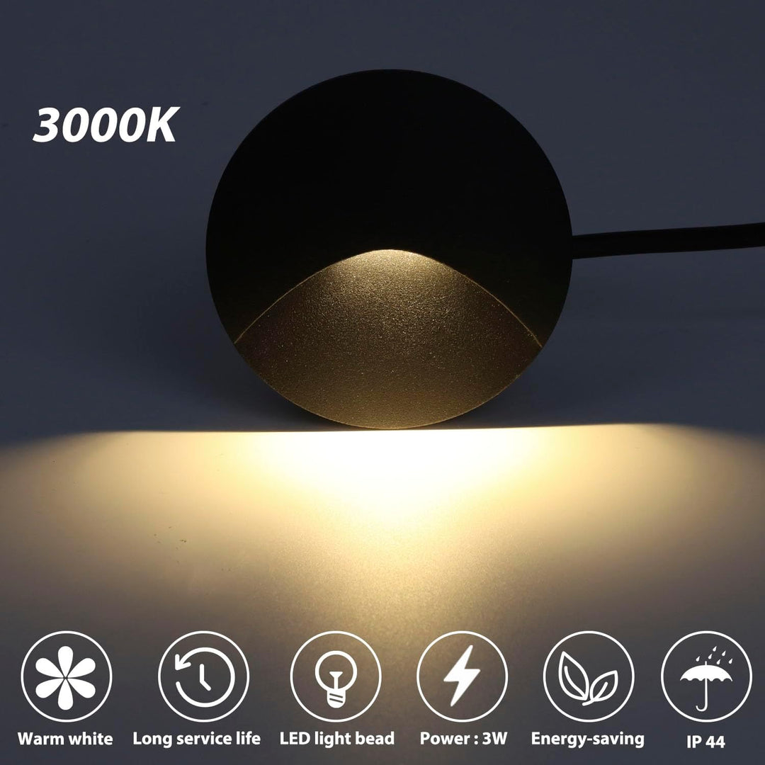 Arotelicht 4er LED Wandleuchte Warmweiss 3000K Aluminium Treppenlicht 230V Rund Einbaustrahler 3W Tr