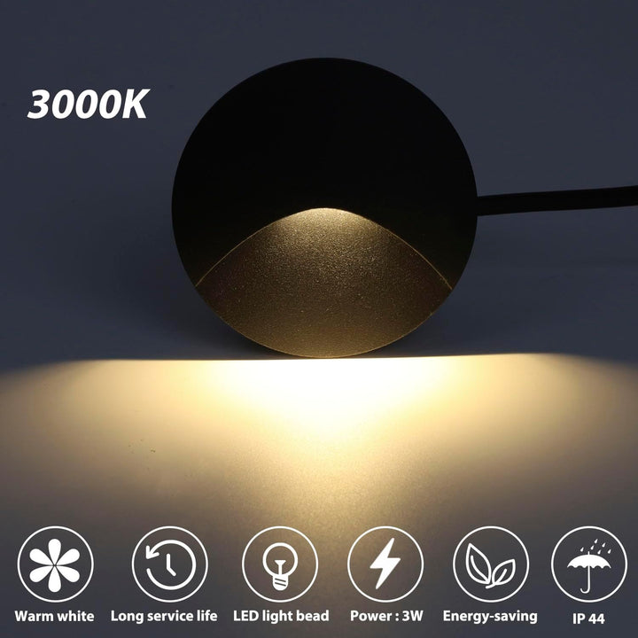 Arotelicht 4er LED Wandleuchte Warmweiss 3000K Aluminium Treppenlicht 230V Rund Einbaustrahler 3W Tr