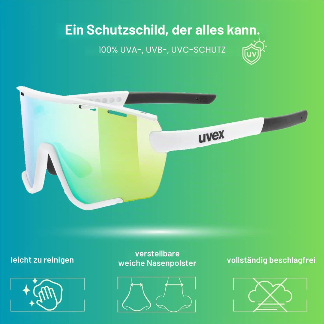 uvex Unisex Sportstyle 236 Set Sportbrille (1er Pack) Einheitsgrösse white mat/green, Einheitsgrösse