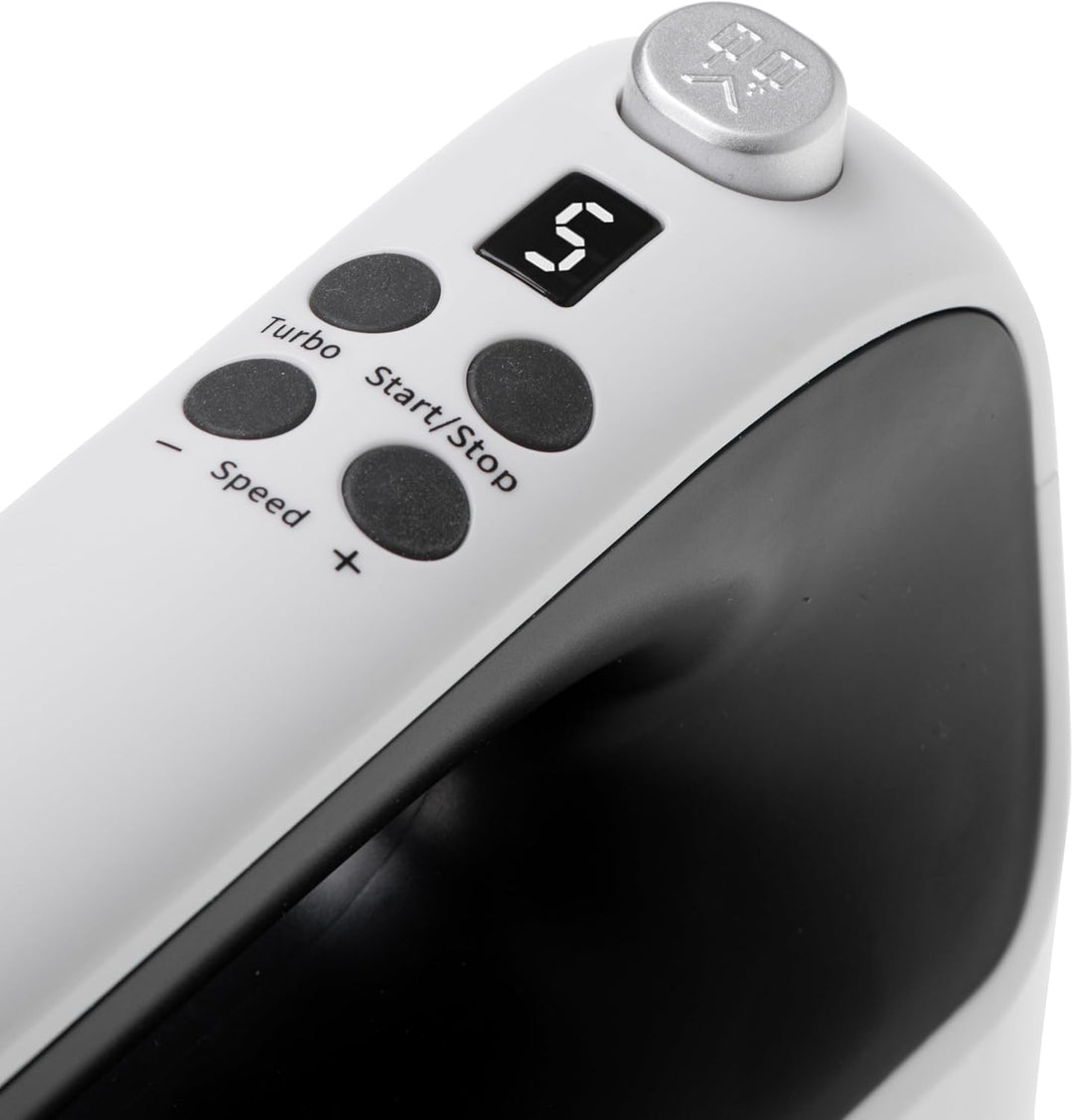 Adler AD 4229 Elektrischer Handmixer, 5 Zubehörteile, digitale Geschwindigkeitsregelung, Turbo, Weis