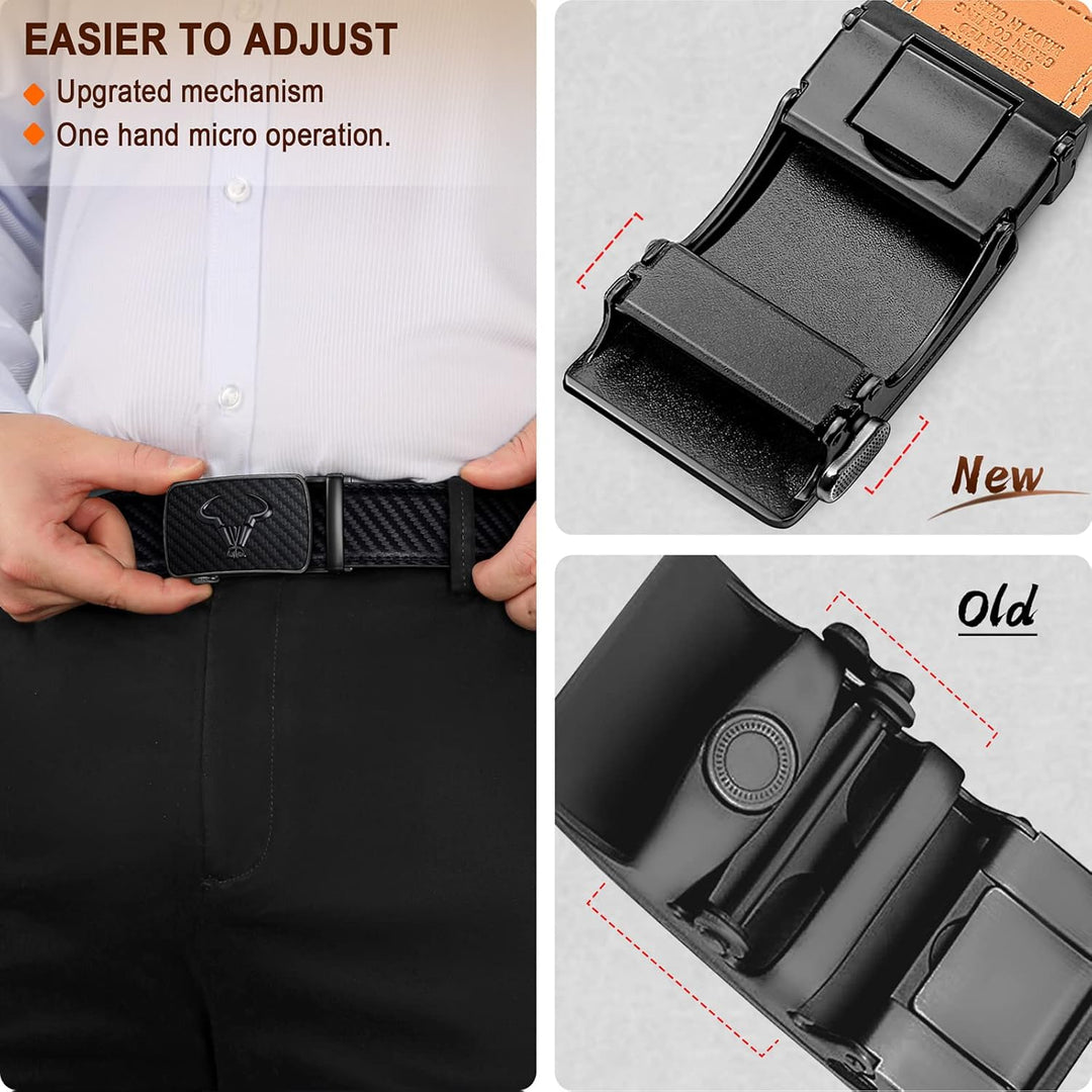 KEMISANT Gürtel Herren, Ledergürtel Ratsche Automatikschliesse für Herren Business Anzug,Breit 35mm,