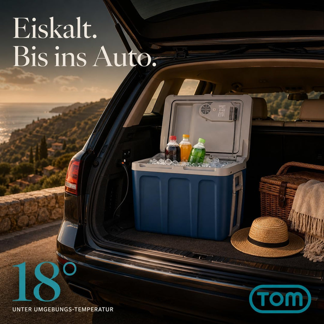 TOM 2in1 XXL Kühlbox 40l mit Kühl- und Heizfunktion – elektrische Coolbox mit Rollen – 230V & 12V St