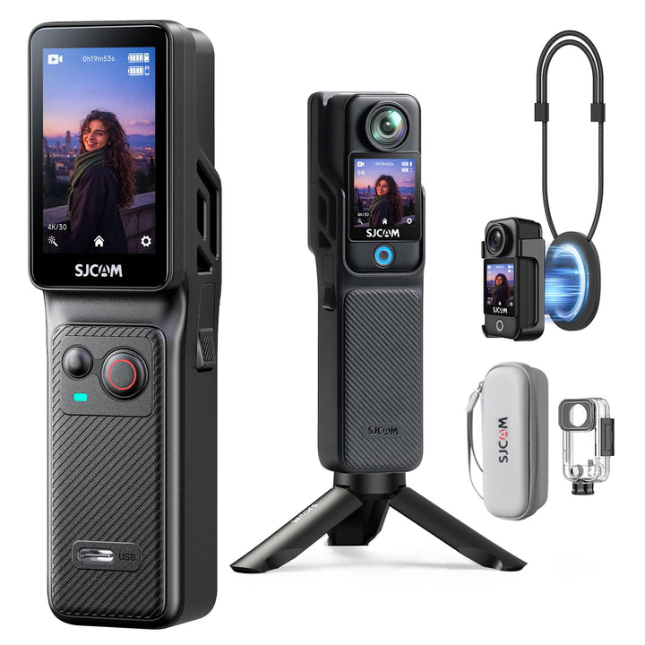 SJCAM C400 4K Action Cam Weiss 128GB,Vlogging-Kamera mit Dual-Touchscreen,7h Akku, 6-Achsen Bildstab