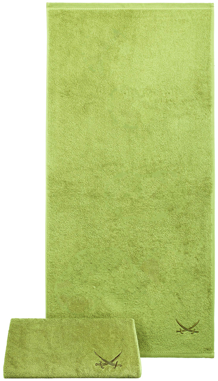 Sansibar Duschtuch 2er Set 70x140 cm 100% Baumwolle mit gesticktem Säbel Logo Badtuch Handtuch Grün