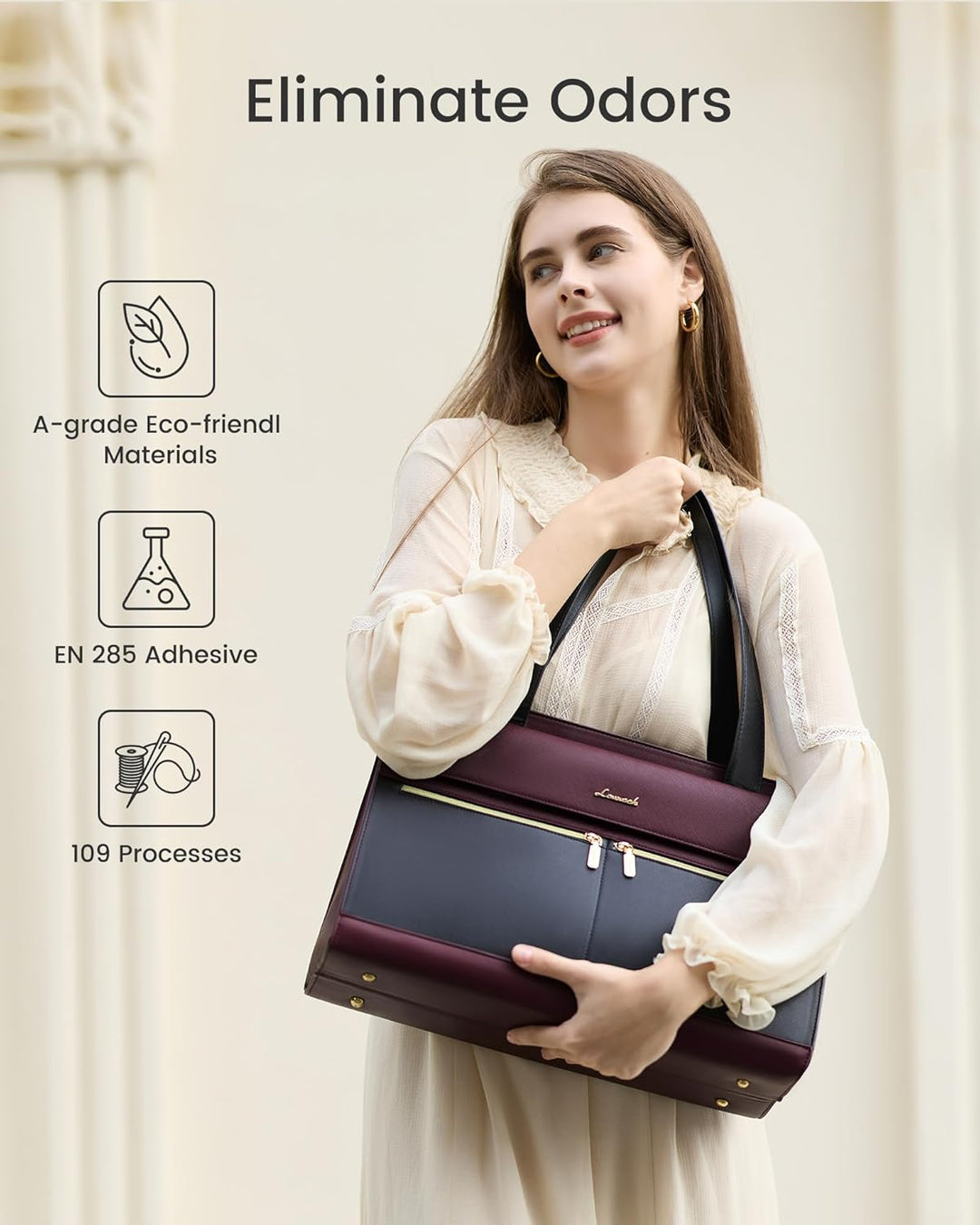 LOVEVOOK Laptoptasche Damen 15,6 Zoll, Elegant Handtasche Arbeitstasche Gross Shopper Business Tasch