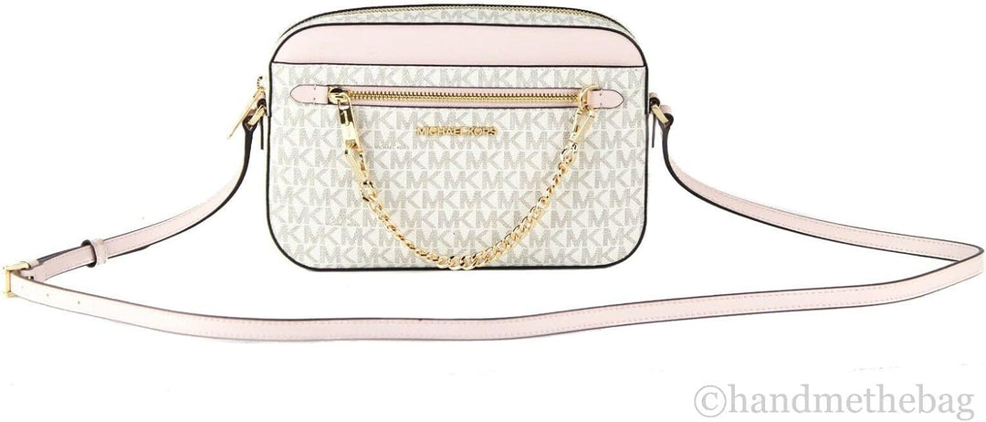 Michael Kors Jet Set East West Chain Crossbody Vanilla MK Powder Blush Pink Bundled with Michael Kor