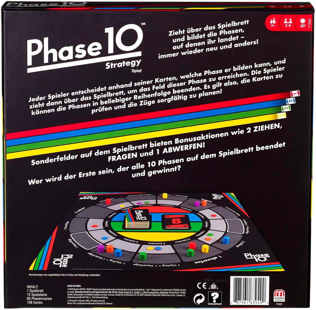 Mattel Games Phase 10 Brettspiel Strategy, interaktives Spiel für die Familie, Perfekt als Kinderspi
