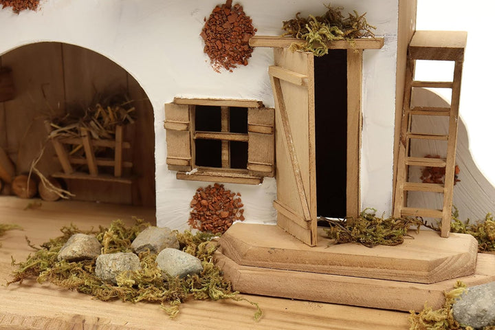 ELLUG Holz Krippenstall, Holzkrippe, Weihnachtskrippe 55 * 19 * 28cm (OHNE Krippenfiguren) Krippenst
