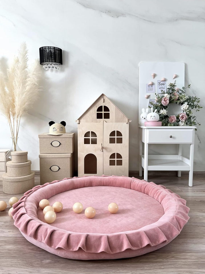 Rosa Babynest aus Velvet mit abnehmbarem Baumwollbezug 105 cm Ideal für Neugeborene Waschbarer Bezug