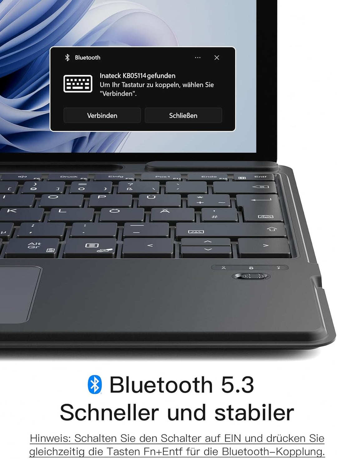 Inateck Surface Pro 9 Tastatur,Kompatibel mit Surface Pro 11/10/9/8/X, KI-Funktion,Surface Tastatur