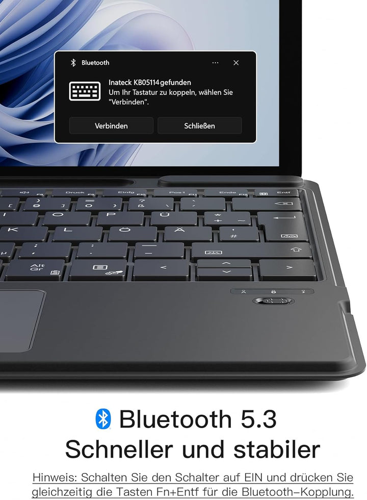 Inateck Surface Pro 9 Tastatur,Kompatibel mit Surface Pro 11/10/9/8/X, KI-Funktion,Surface Tastatur