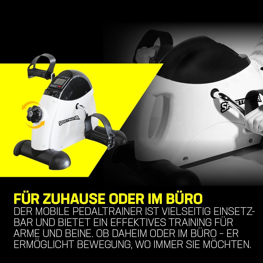 SPORTINATOR Mobility Mini Pedaltrainer – Heimtrainer für Beine & Arme, Einstellbarer Widerstand, LCD