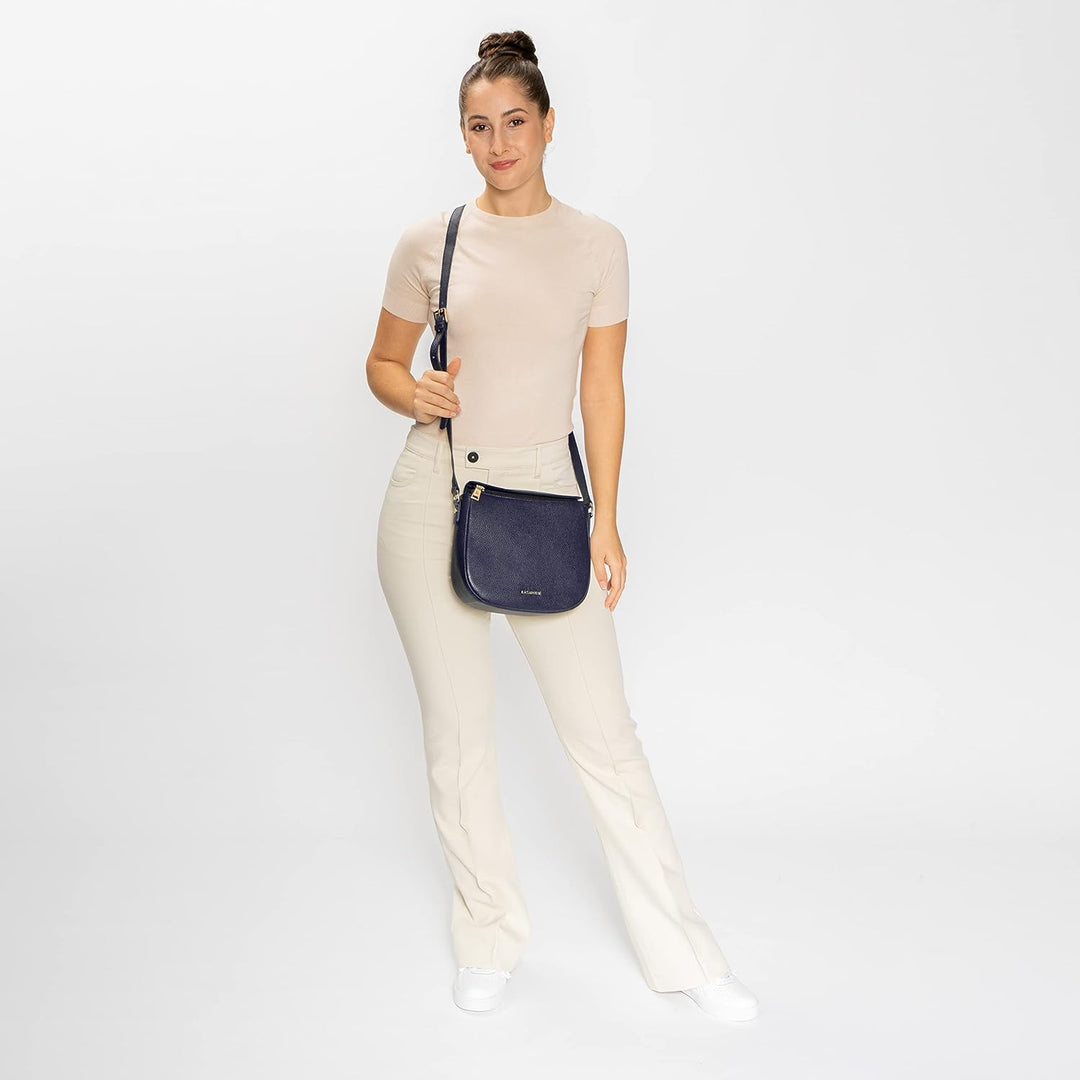Lazarotti Bologna Leder Umhängetasche Damen | verstellbarer Schultergurt | mittelgrosse Crossbody Ba