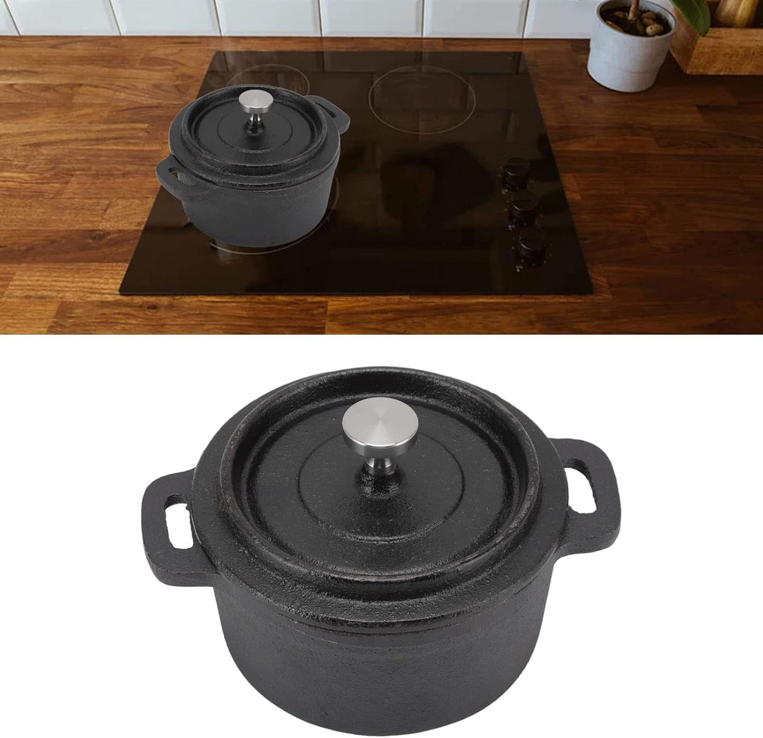 Dutch Oven, antihaftbeschichtete flache Gusseisenpfanne, traditioneller Stil, verdickter, ergonomisc