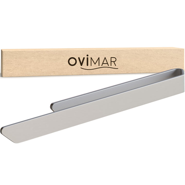 ovimar Handtuchhalter Stevns Silber aus gebürstetem Aluminium | zum Kleben | 40cm | modernes Schlich